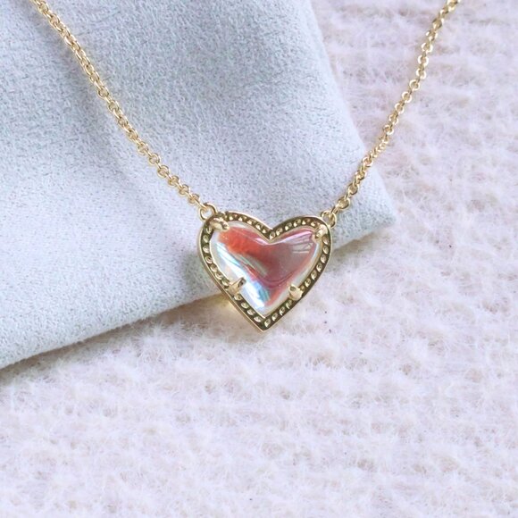 Kendra Scott Gold Dichroic Glass Necklace - Ari Heart - Picture 2 of 2